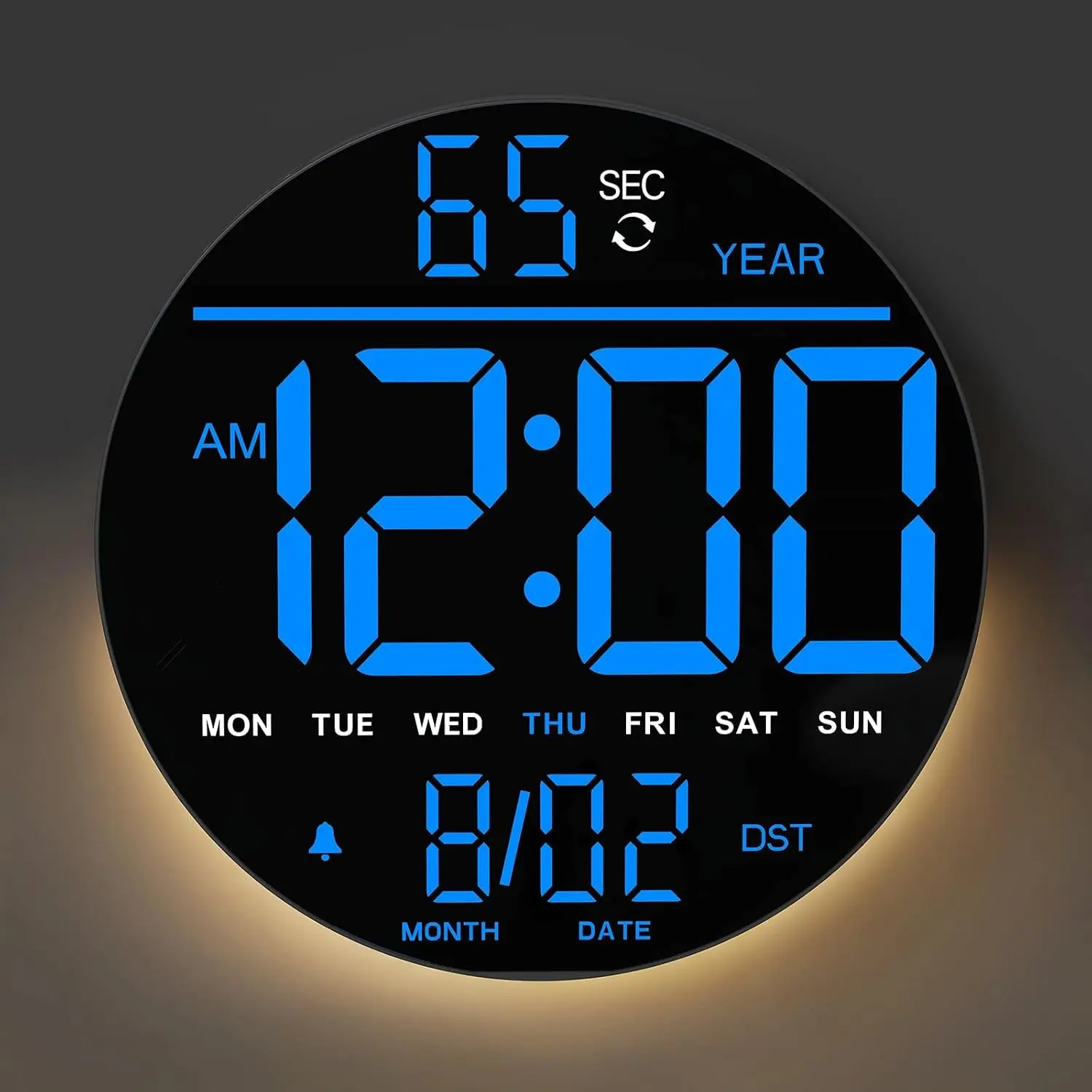 Modern 8" Large Digital Wall Clock with LED Display, Temperature Monitor, Auto DST, Countdown Timer, 5 Brightness Levels for Office, Bedroom, Home Decor (Xmas, Birthday Gift Option)