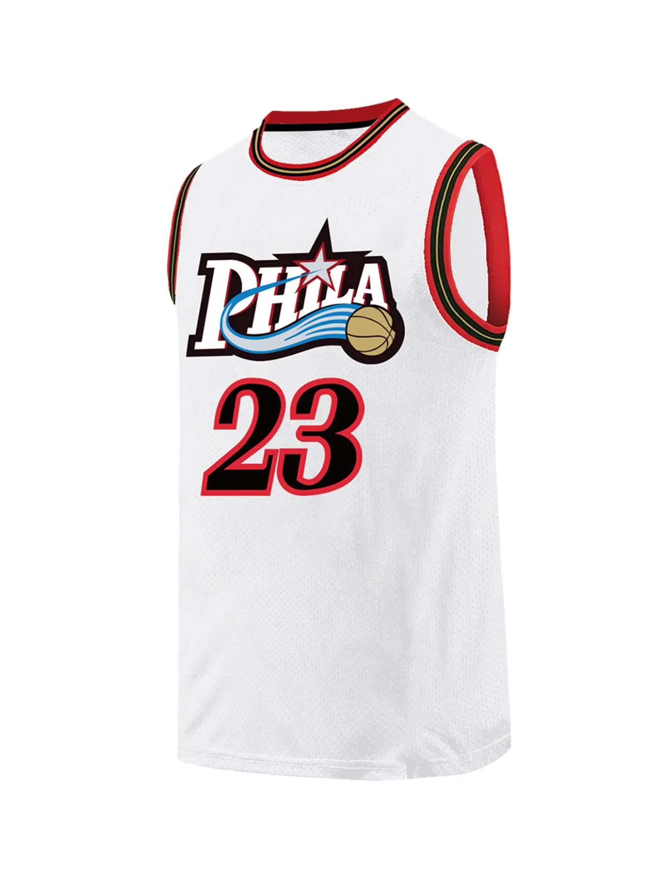 Men's Basketball Jersey 23, Vintage Embroidered Casual Training T-Shirt, Sporty Round Neck Sleeveless Top, All Seasons Loose Fit