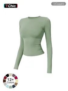 2026 New Fleece Long Sleeve Yoga Top, High Strength Fitness Wear, Pilates Running Sports Shirt, Sporty Style, Athletic Yoga Tops, Spring & Fall, Fitness Apparel, Activewear Clothing, Activewear Clothes