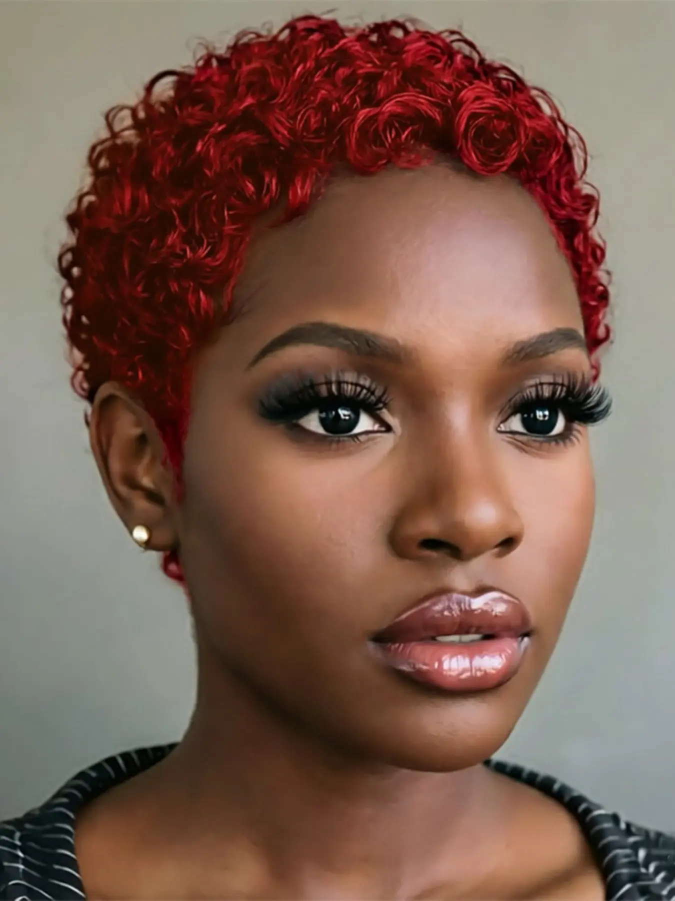 Short Afro Curly Pixie Wig, 150% Density Human Hair Wigs for Women, Burgundy, Daily Party Cosplay Use, Machine Made