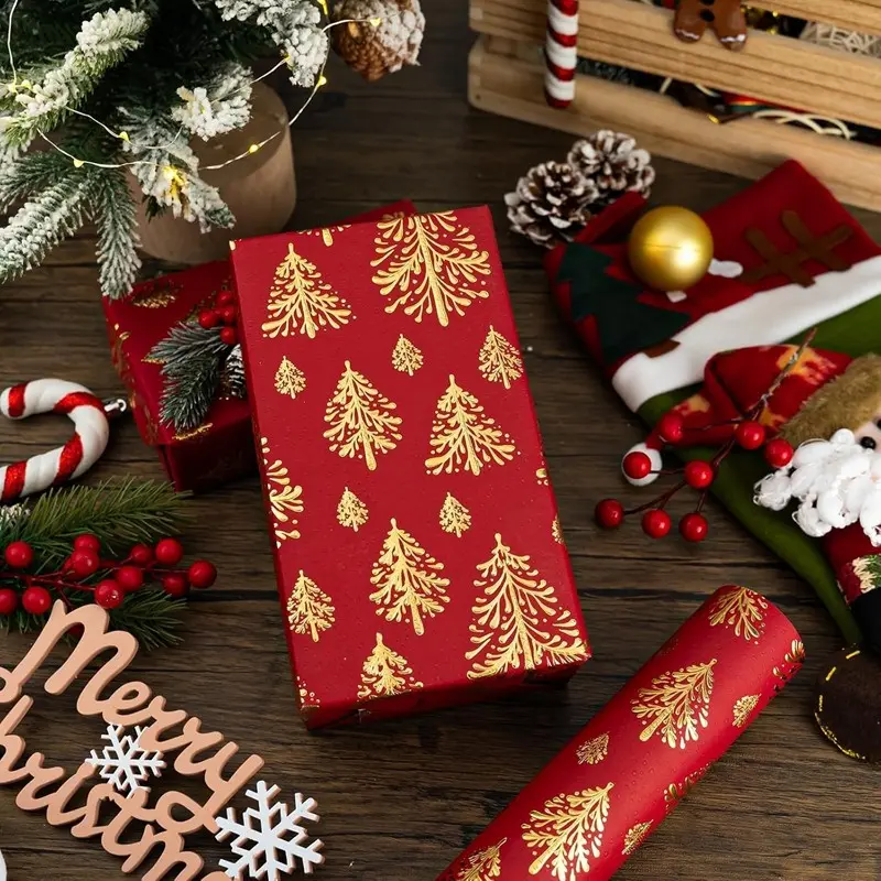 Gold Gift Wrapping Paper with 3D Embossed Design, Perfect for Holiday Parties, Customizable Cutting, New Year, Valentine's Day Packaging
