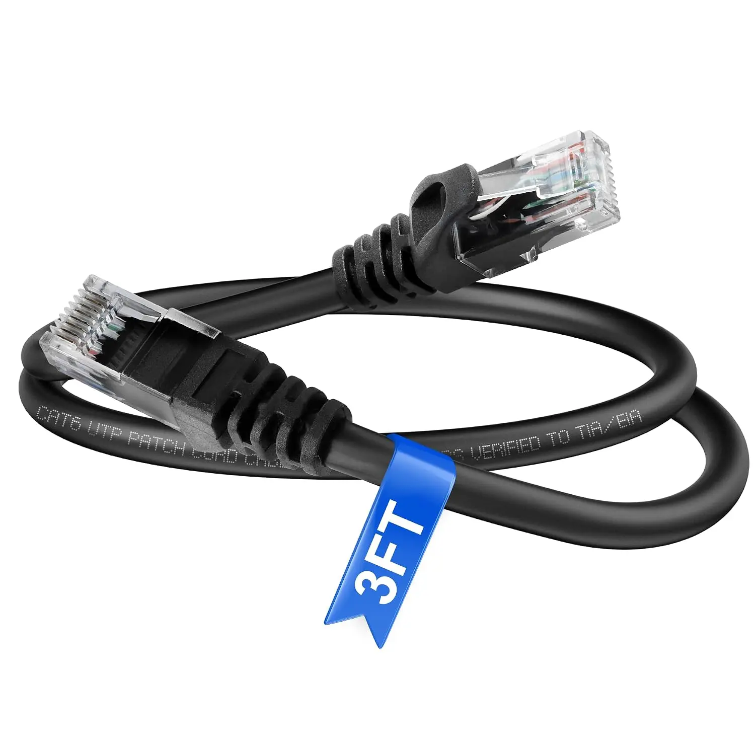 6 Ethernet  3 ft, 10Gbps  RJ45 Network  | 24AWG Pure Copper Ethernet Patch , Indoor/Outdoor Use, Compatible with , Router,  TV (Black)