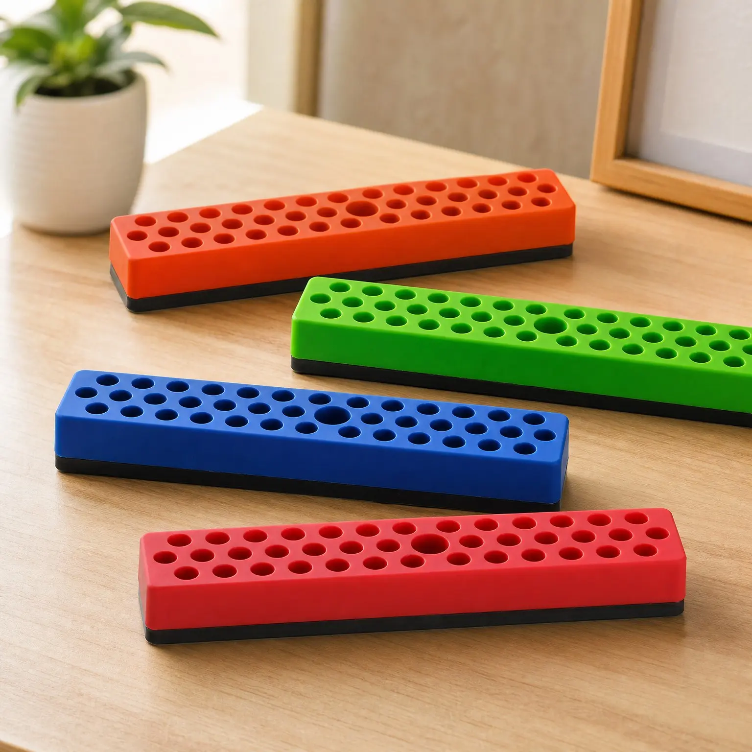 4PCS 1/4-Inch Magnetic Hex Bit Holder Rack Organizer with 172 Holes, 4 Racks with Magnetic Base for Screwdriver Bits