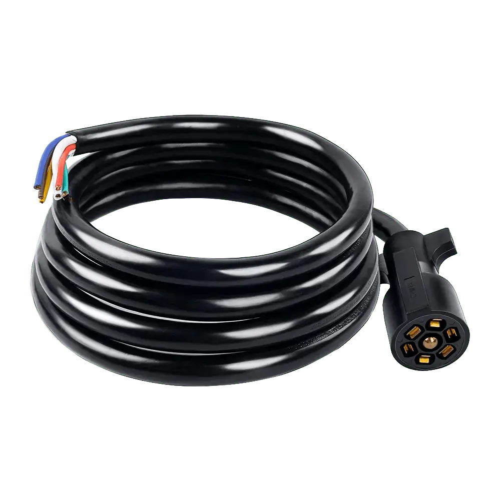Nilight 8/12/16 FT Heavy Duty 7-Way Inline Trailer Wire Cable, Copper Core Round Cable for Tow Vehicles & Campers, Molded Plug, Weatherproof Water Resistant, Signal Power Support, With Wiring Diagram