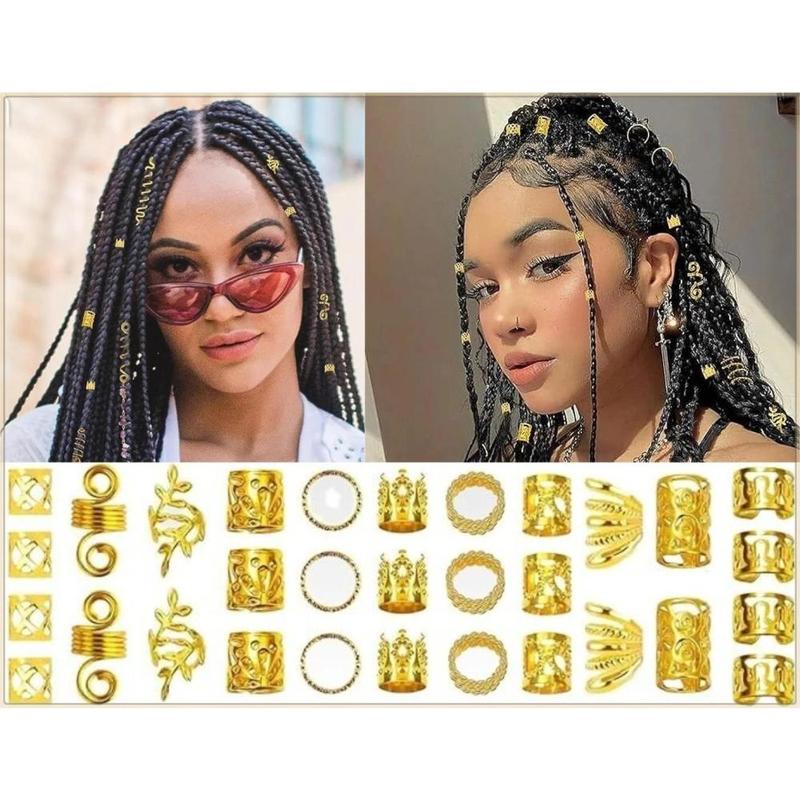 Exquisite Hair Jewelry Set – Multi-Style Dreadlock & Braiding Accessories, High-Quality Metal Construction, Flexible and Adjustable Beads, Ideal for Party Hairstyling and Holiday Gifting Secure Hold Duckbill Clips French Twist Side Comb Large Frosted Oval