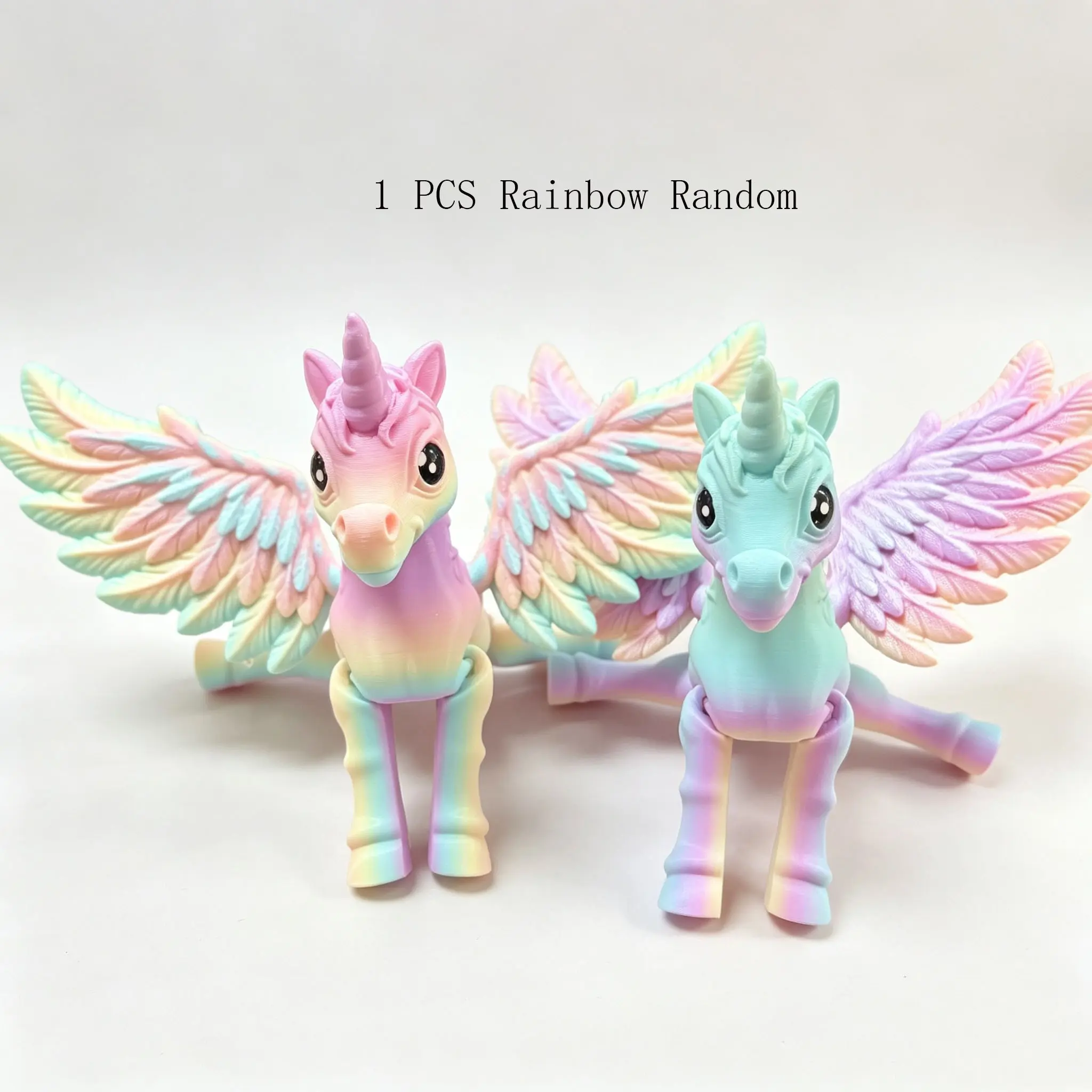 3D Printed Moving Unicorn Pegasus, Rainbow Wings, Cute Desktop Decor, Decor Figurine, Perfect Gift for Friends, Unique and Adorable Ornament