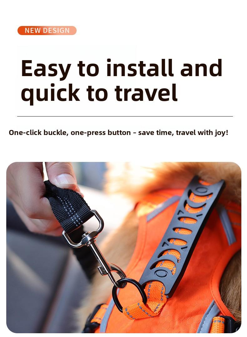 Dog Car Safety Seatbelt, Retractable Bungee Dog Leash, Shock Absorbing Reflective Safety Leash with Steel Buckle, Adjustable Length 20.87-29.53in for Pet Travel, Heavy Duty Vehicle Restraint for Small Medium Large Dogs, Anti-Pull Comfort Walking Leash