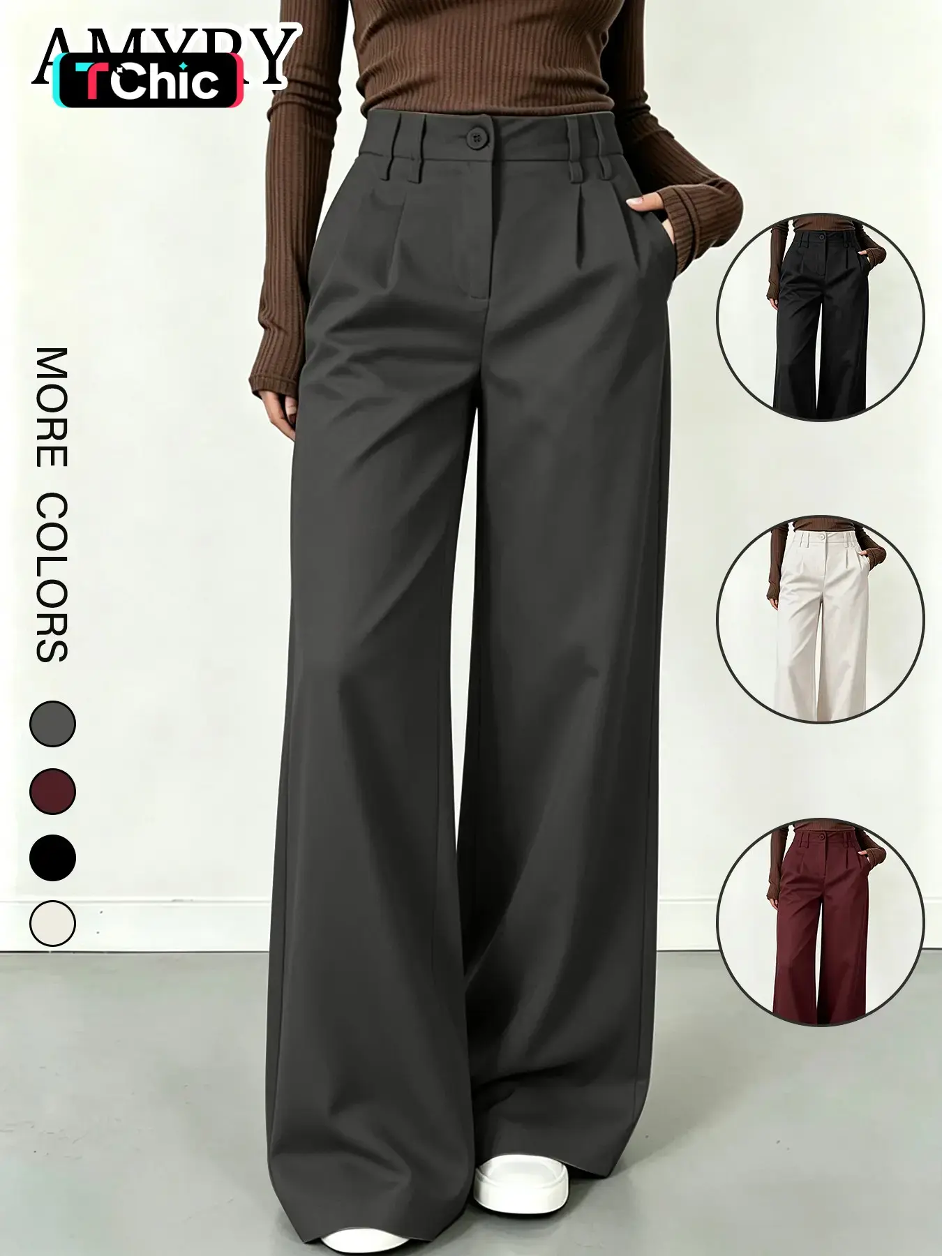 Women's Suit Wide Leg Straight Leg Pants Trouser, Casual High Waist Loose Fit Baggy, All Seasons Fashion, Elegant Summer New Arrival