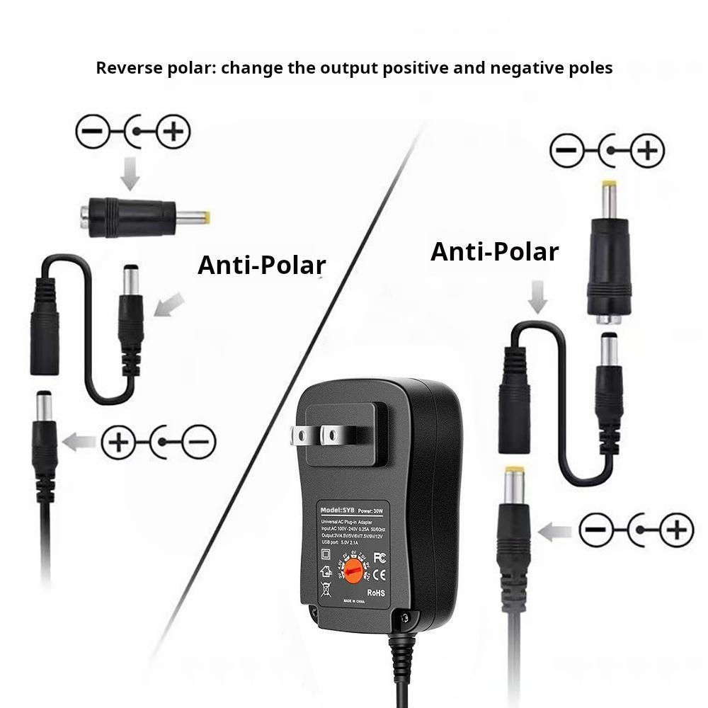 3-12V Adjustable Voltage Power Adapter, Multi-function Power Adapter with 14 Adapters, Suitable for Charging Electric Appliances, USB Port Adapters