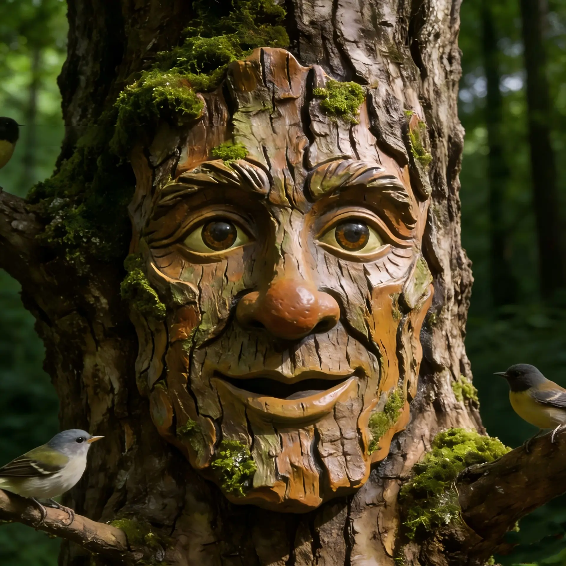 Novelty Tree Face Garden Decor, Resin Old Man Tree Face Wall Hanging Ornament, Realistic Bark Moss Tree Face Sculpture, Outdoor Yard Patio Lawn Decor Gift for Garden Lovers