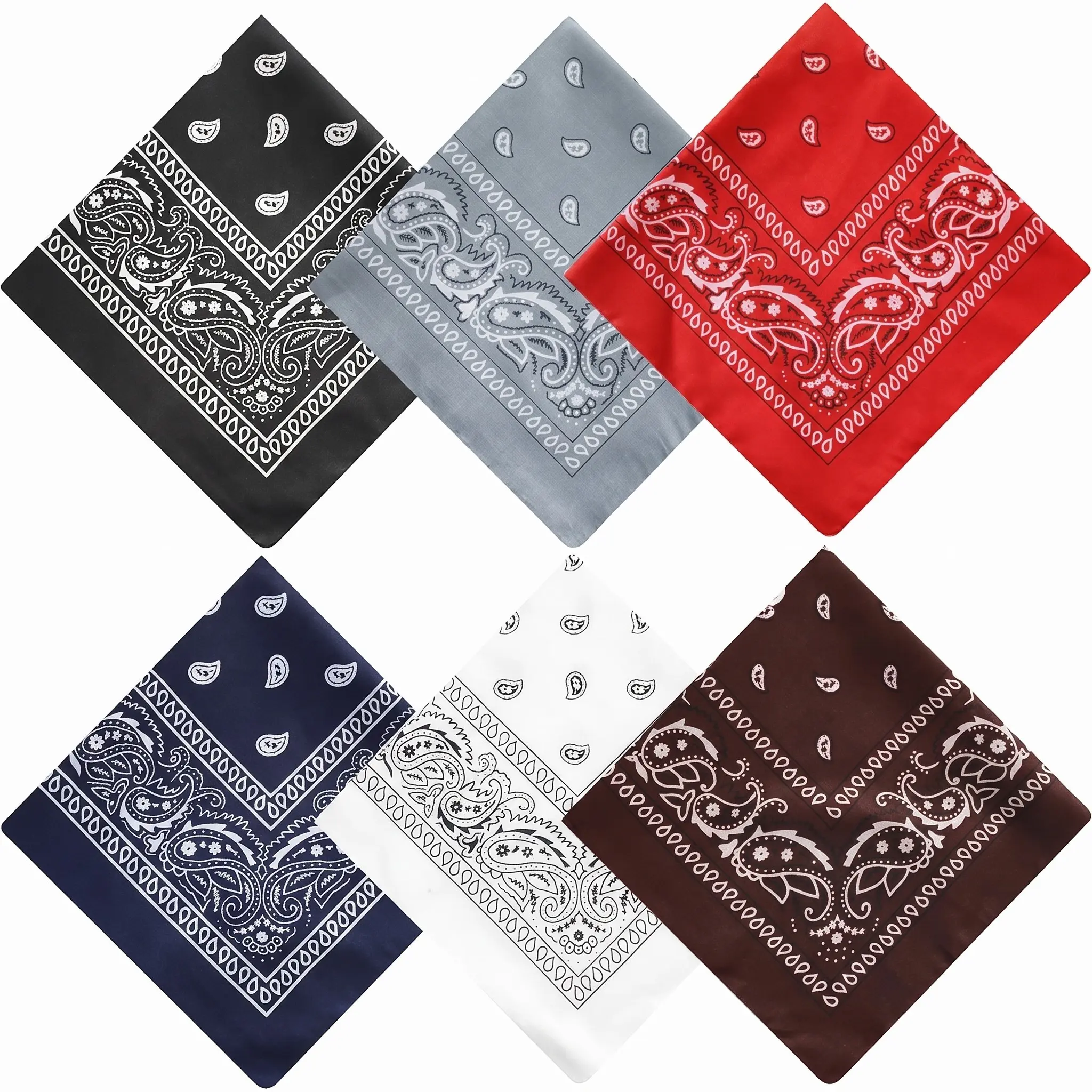 6-Piece Set 54x54cm Outdoor Cycling Multifunctional Bandanas, Vintage Polyester Paisley Scarves, Hip-Hop Street Dance Accessories
