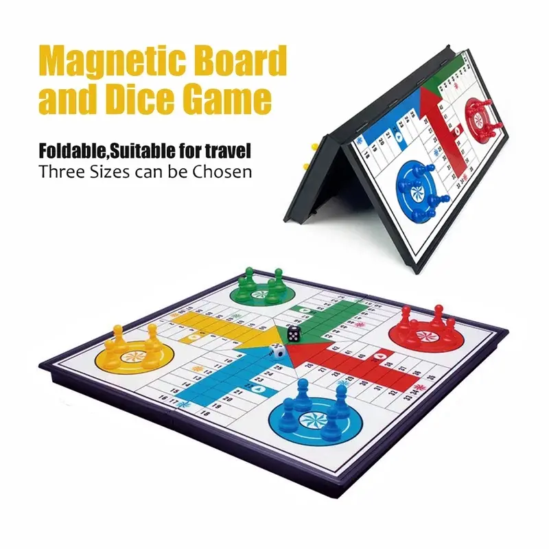 Folding Magnetic Dice Board Game Set Magnet Games with 3 Sizes Family Dice Game Fun Dice Game Portable Travel Educational Puzzle Toy for Kids Boys Girls Gift