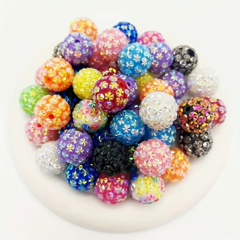 17pcs 20mm Sparkling Rhinestone Disco Ball Beads Suitable for DIY Jewelry Making, Bubble Gum Bead Pens, Charms, Decorations - Glittering Craft Beads for Making & Crafting