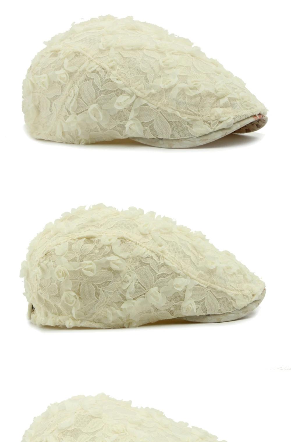 HT4784 Beret Cap Spring Summer Lace Mesh Cap Men Women Vintage Floral Artist Painter Beret Hat Male Female Ivy Flat Cap Berets