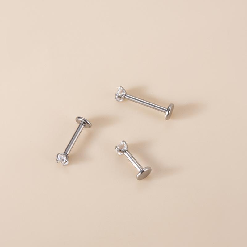 16G G23 Titanium 4-Prong CZ Internally Threaded Labret Set, ASTM F136 Titanium Lip Piercing Jewelry, Hypoallergenic Internally Threaded Nose Studs for Women Men
