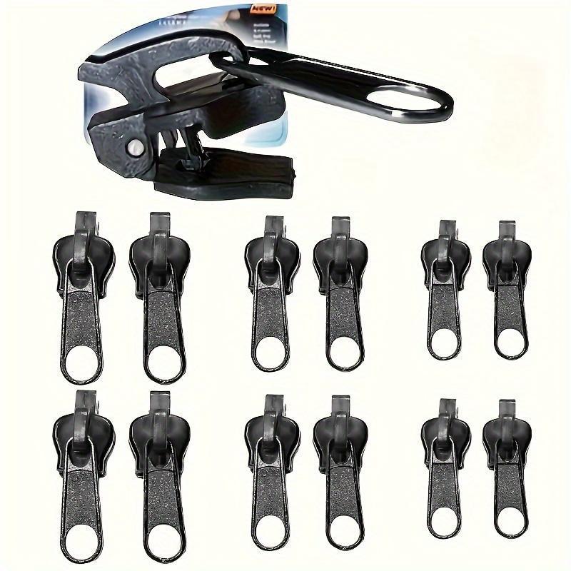 6/12/18pcs Zipper Fix Kit - Easy-Install Emergency Repair Buckles Black Compatible with Clothing