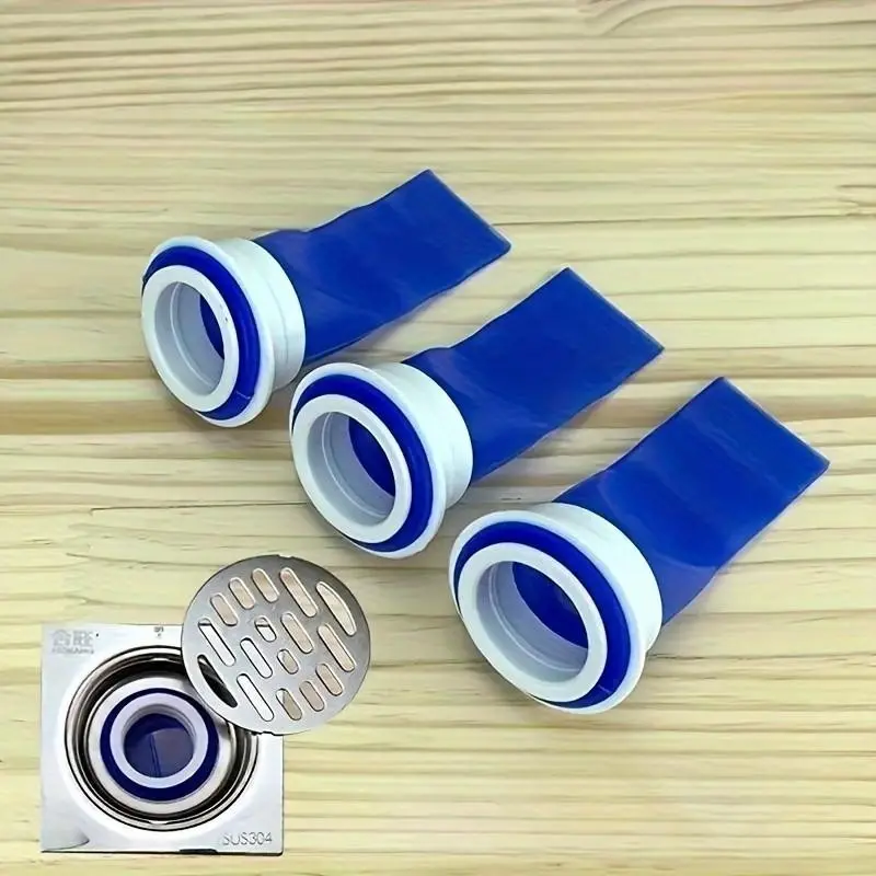 3-Pack Anti-Odor Drain Stopper Ring, Adjustable Plastic Backflow Preventer Plug, Washbasin Sink Sewer Seal, Durable & Easy Install