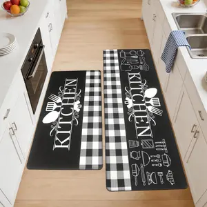 Mat[2PCS] Cushioned Anti-Fatigue Rug,Waterproof Non-Slip Mats and Rugs Duty PVC Ergonomic Foam Rug for,, Office, Sink, Laundry,