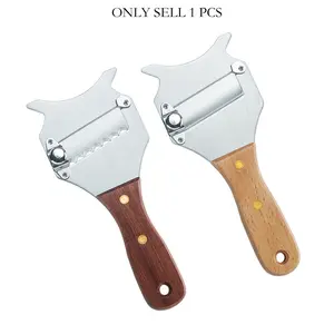 Food Grade Stainless Steel Heavy Duty Peeler, Multi-Use Vegetable Grater, Truffle Grater, Chocolate Grater, Cheese Grater, Wooden Handle, Kitchen Baking Tool