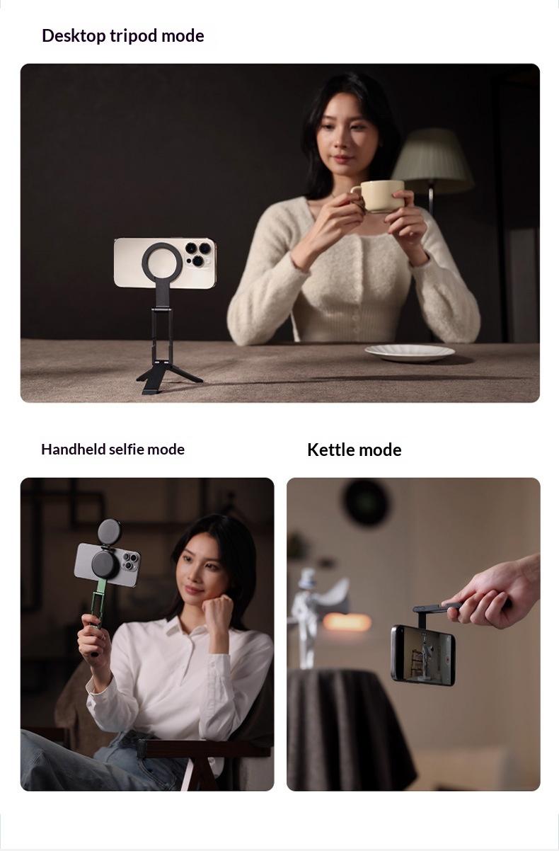 Cross-border new explosion magnetic tripod desktop folding mobile phone holder lazy portable folding live broadcast photo holder