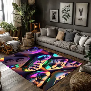 Rainbow Gradient Stacked Game Controller Crystal Velvet Kids Gamer Area Rug #RainbowGamepadRug #GradientFloorMat #ChildrenGameBedroomCarpet #CrystalVelvetPlayMat