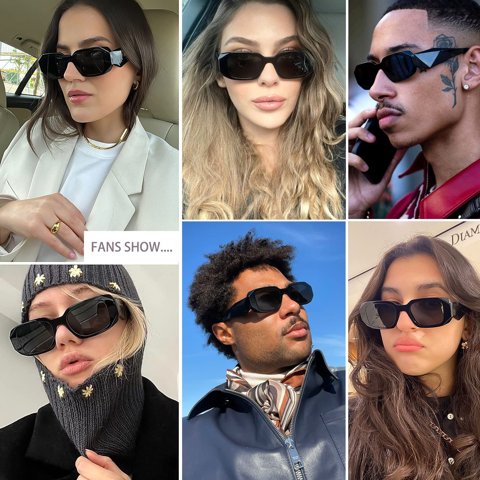 Trendy Rectangle Sunglasses for Women & Men - Retro 90's Vintage Square Frame - Stylish UV Protection Eyewear for Fashion Enthusiasts