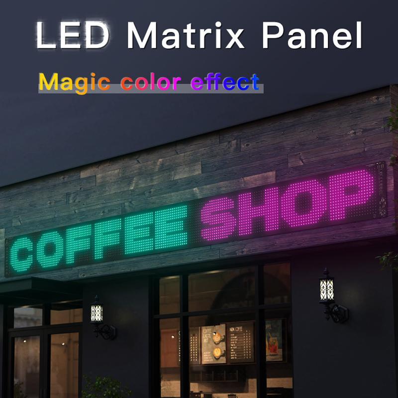 Programmable LED Sign, 1 Set Flexible Loop Playback LED Store Sign with Remote Control & APP Control, Scrolling Custom Text Pattern Animation DIY Digital LED Display