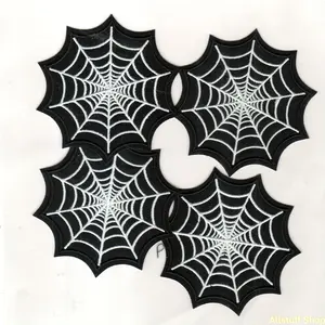 4pcs Spider Web Pattern Embroidered Patches (Iron-On) • Halloween Costume Accessory Patches • Suitable for Clothing, Bags, Shoes, Hats, And Home Decor for Ironing