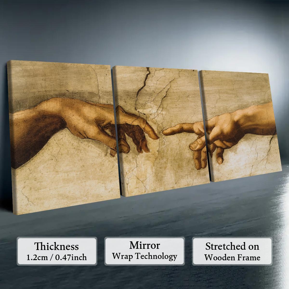 Wooden Framed Canvas Painting, 3 Counts/set Hand Pattern Wall Art, Modern Art Wall Decoration, Home Decoration Canvas Prints Poster, Solid Wooden Frame, Artistic, Universal Aesthetic