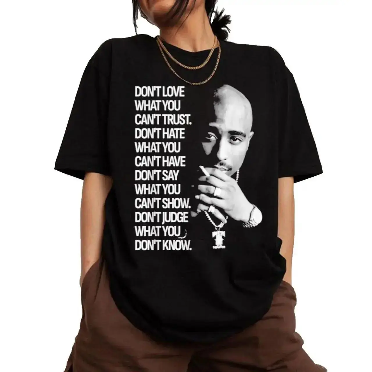 Women's Fitted Round-Sleeve Comfortable T-Shirt - Vintage 2Pac Prayer Graphic, Tupac Shakur Rap Legend Fan Merch, Lady Beach Casual Streetwear, Unisex 90s Hip Hop Sports Top, Tshirt, Cotton, Fashion, Soft
