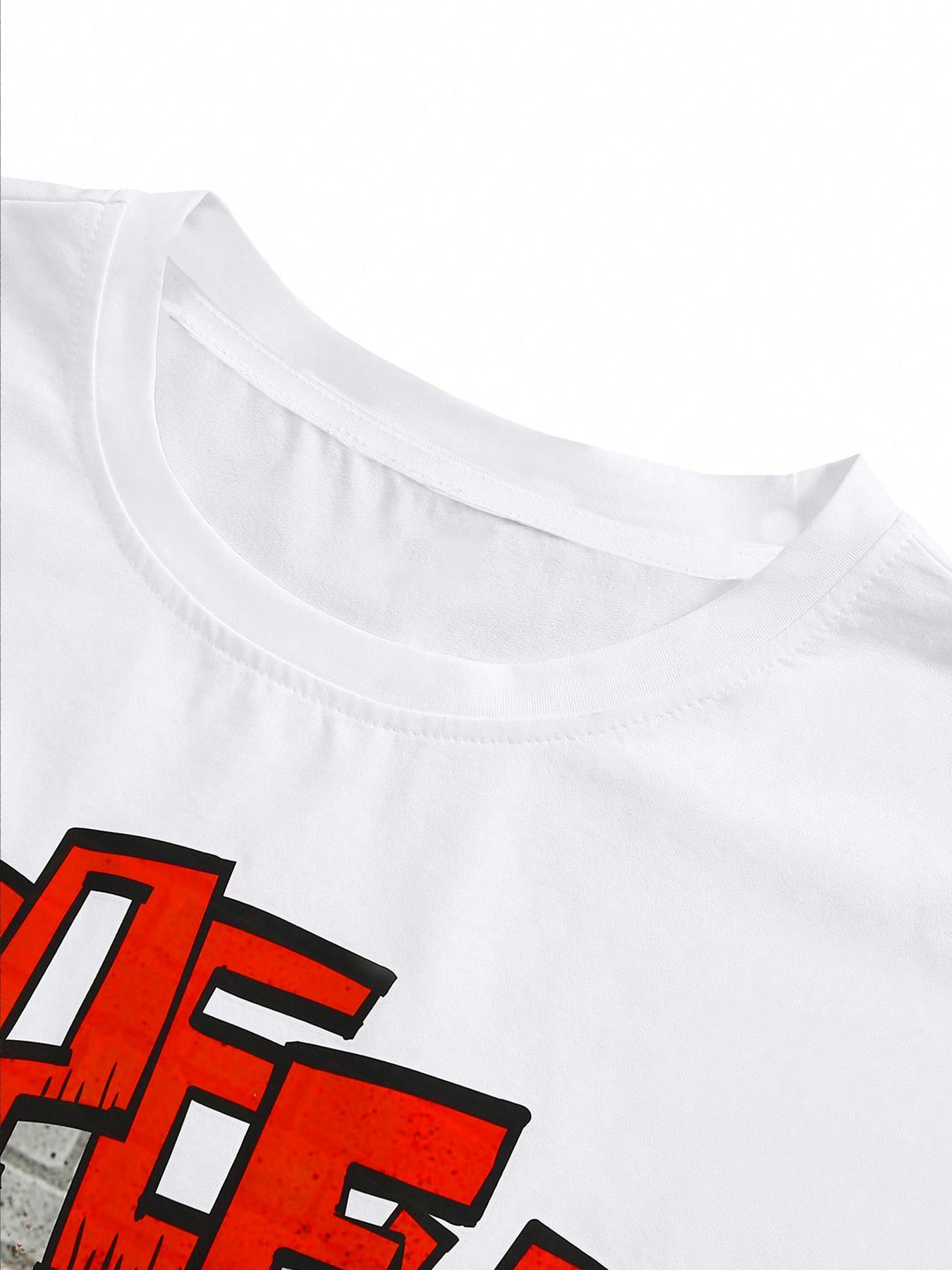 Men's Letter Print Short Sleeve Graphic Tee & Side Stripe Drawstring Waist Pants Two-piece Set, Regular Fit Round Neck T-shirt & Pocket Trousers, Casual Fashion Cozy Breathable Men Outfits for Spring & Fall