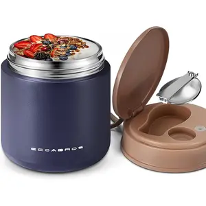 Thermo  Jar for Hot , 15.2 oz Vacuum Insulated Hot & Cold Lunch Container with 316 Stainless Steel Interior, Wide Mouth Soup Jar for School (Navy)