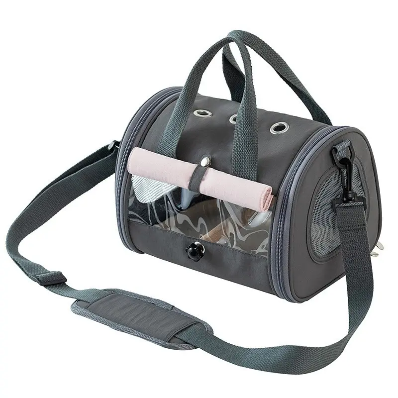 Portable Parrot Carrier Bag, Breathable Transparent Pet Travel Cage with Stand Pole and Food Bowl, Ideal for Parrots, Pigeons, Hamsters, Chinchillas