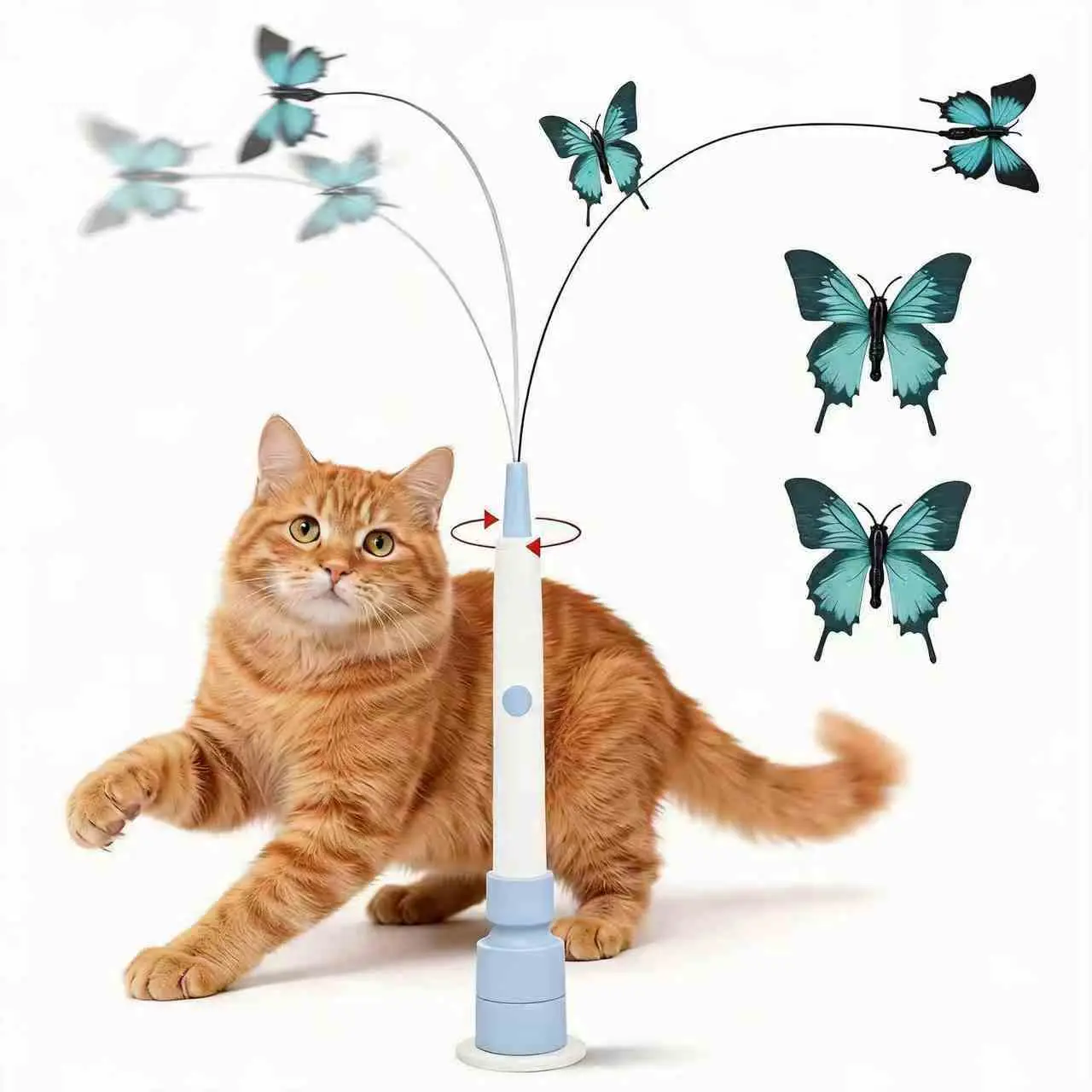 Electric Cat Wand Toy with Strong Suction Cup, Hands-Free & Handheld Interactive Cat Toy