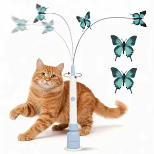 Electric Cat Wand Toy with Strong Suction Cup, Hands-Free & Handheld Interactive Cat Toy