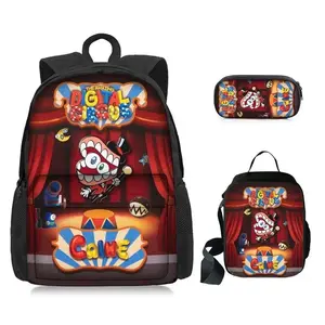 3pcs The Amazing Digital Circus Backpack The Amazing Digital Circus Pomni Jax School Bag Kids Mochila Pencilcase Lunchbag Set