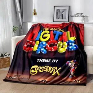 THE AMAZING DIGITAL CIRCUS Flannel Cooling Blanket, Soft Comfy Couch Throw, Bedding Set-Matching Cover, Warm Travel Sofa Bed Lining, Birthday Gift