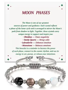 Moonstone Handmade Beaded Bracelet, Healing Gift Natural Stone Jewelry, Moon Phase Crystal Wristband, Perfect for Women, Pregnant Ladies, Anniversaries