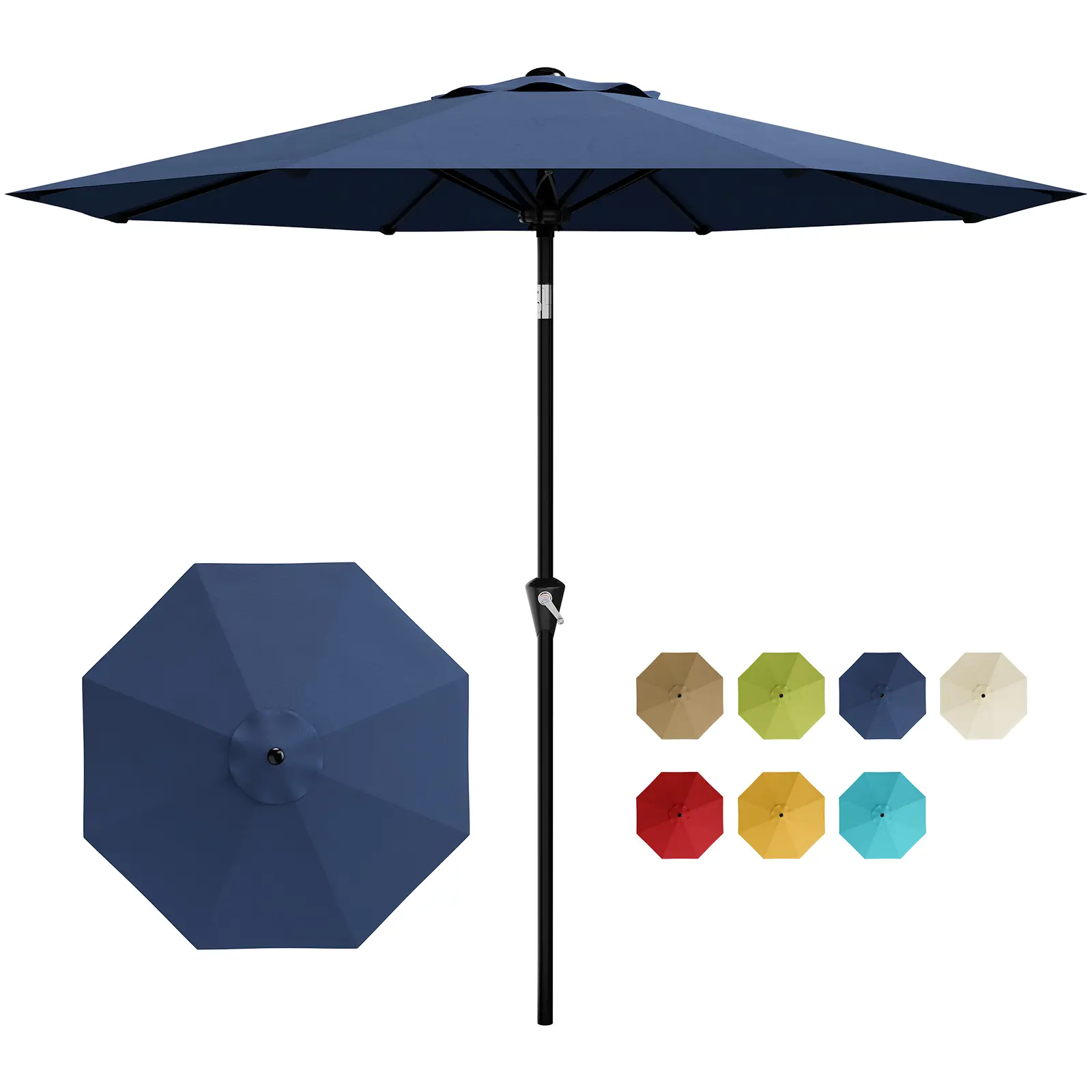 10FT Round Patio Market Umbrella, 8 Ribs Waterproof UV Resistant Canopy , Outdoor Table Sun Shade for Deck Pool Garden Yard porch