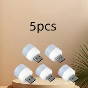 5PCS/10PCS USB night light bedroom eye protection night light small table lamp mini lamp charging treasure lamp small round lamp wireless base,Warm light and white light are shipped randomly.