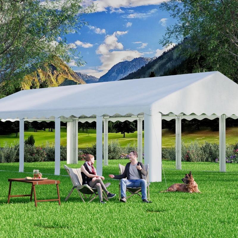 Heavy Duty White Gazebo Party Tent, Removable Sidewall Windows & Storage Bags, Sturdy Outdoor Tent for Events, Weddings & BBQs