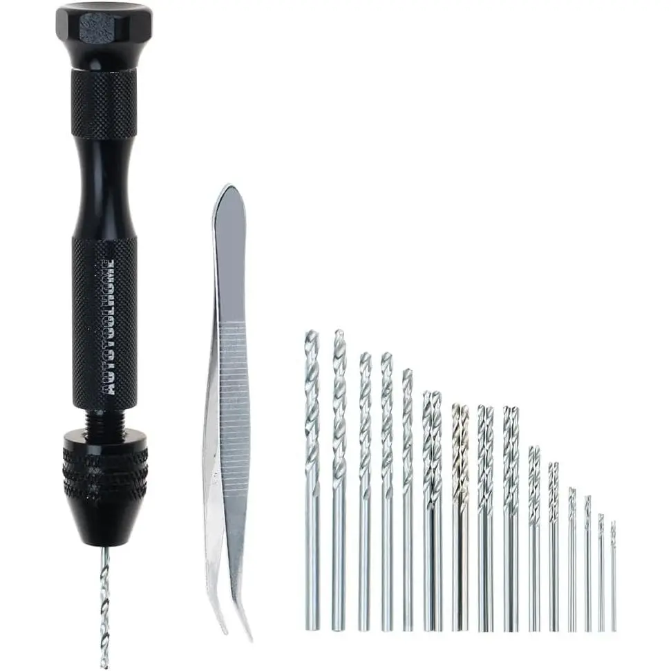 Precision Pin Vise Hand Drill Manual w/ Twist Drill Bits Set 0.5-3.0mm | Rotary Tool Craft Drill for  Making, , Plastic, , PCB,Miniature, Beads, Clay Etc Manual Making DIY Drilling