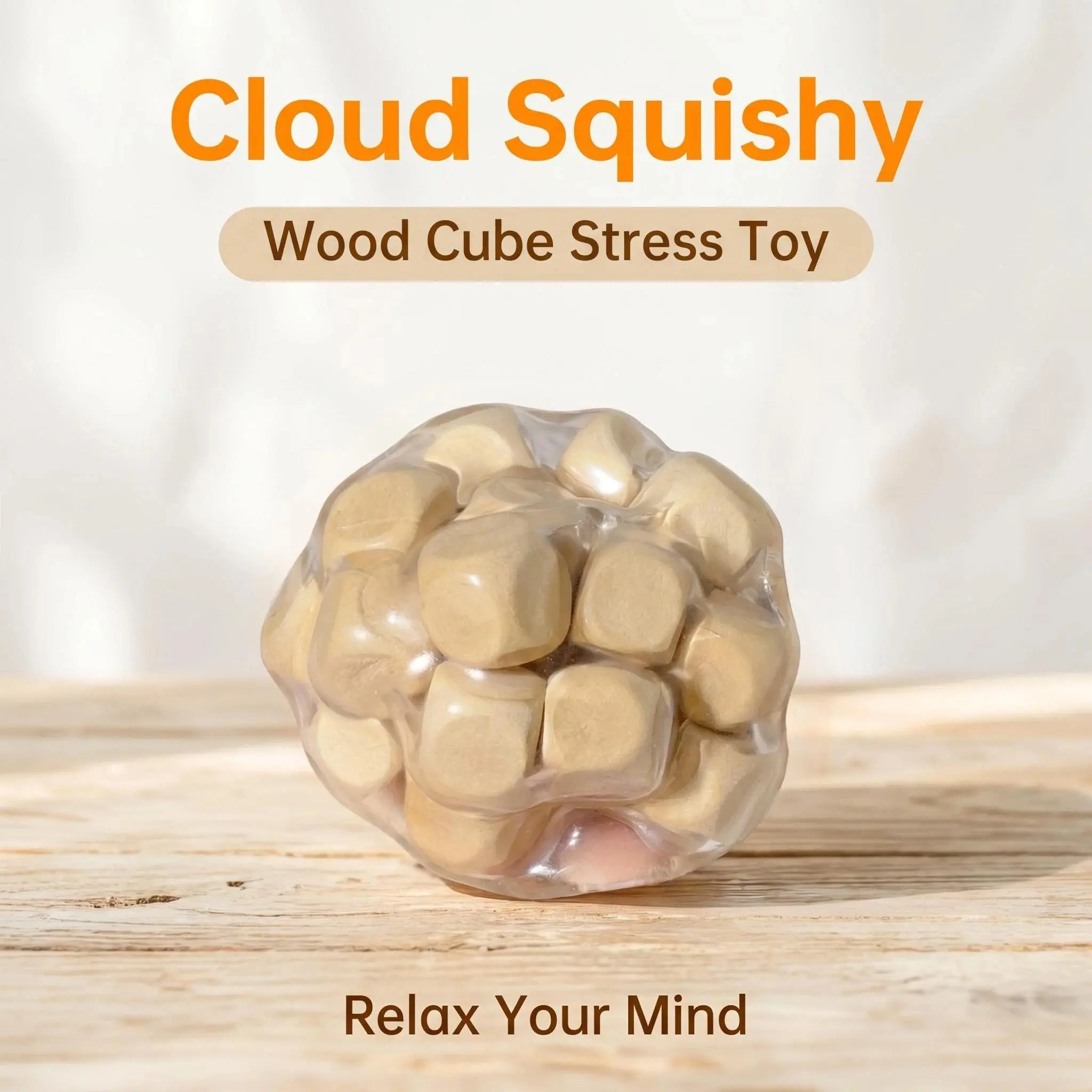 Transparent Wood Cube Fidget  Squishy Fidget Toy Stress Relief ASMR Decompression Anti Anxiety Desktop Prank Novelty Gift