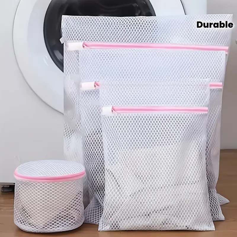 Durable Mesh Laundry Bag Set of 4| Zippered| Laundry Bags Designed for Washing Machines for Fine Clothes, Underwear and Clothing, Laundry Bags