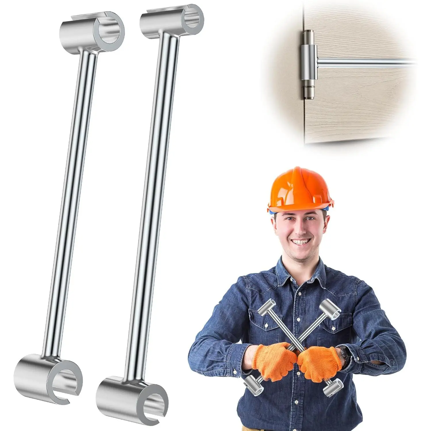 Door Hinge Adjustment Tool 2Pcs, Hinges Gap Adjusting Wrench, Upgraded Door Hinge Repair Tool, Door Gap Tool  Flag Hinges Steel Double-Ended Door Henge Repair Wrench