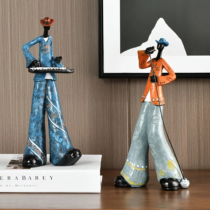 Creative Retro Band-Themed Art Ornament – ​​Musical Figure Decor for Living Room Bookshelves, TV Cabinets, and Wine Cabinets (Modern Luxe Style)