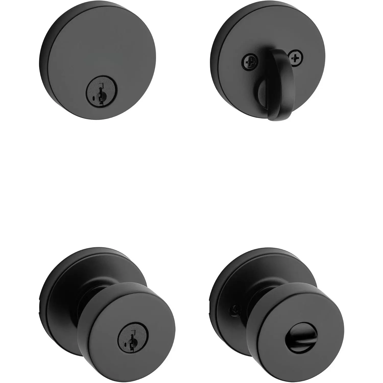 991 Pismo Keyed Entry Knob and Single Cylinder Deadbolt Combo Pack Featuring SmartKey in Matte Black