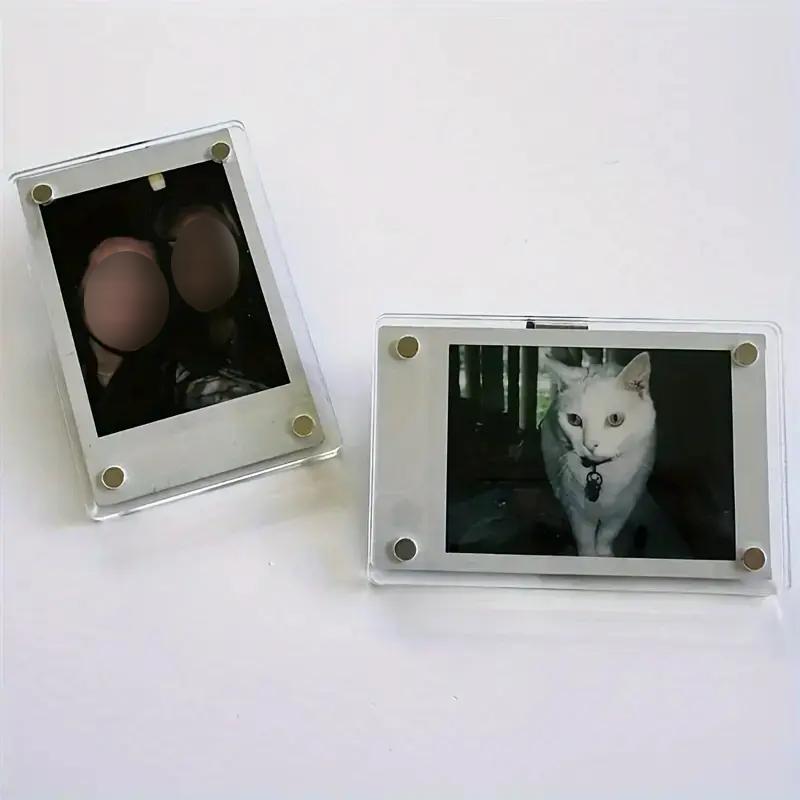 2-Piece Acrylic Magnetic Car Picture Holder Set, Personalized Photo Holder with Visor Clip, Car Picture Frame for Family or Personal Photos, Car Accessories