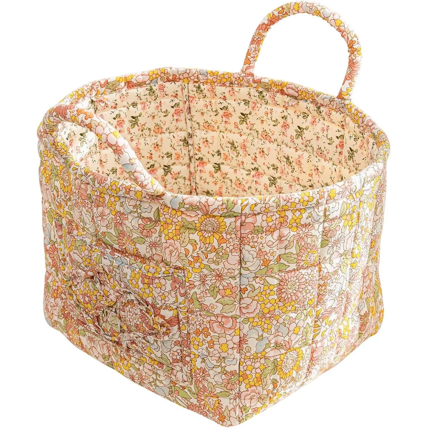 Boho Fabric Quilted Storage Basket for Organizing, Basket Organizer  Baskets with Handles, Storage Bins for Toys, Books, Towels, and Clothes, Collapsible Fabric( F,13"x10.6"x10")