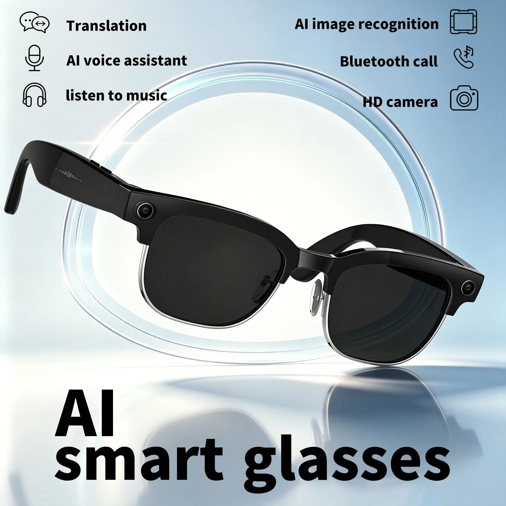 W630 Smart Glasses with 800w HD Camera, Eis Stabilization, Bluetooth-compatible Calling, HiFi Music, Ip66 Waterproof, Touch Control, Outdoor & Driving